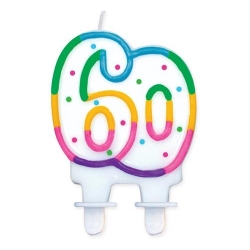 Świeczka urodzinowa cyfra 60 lat (sześćdziesiątka)